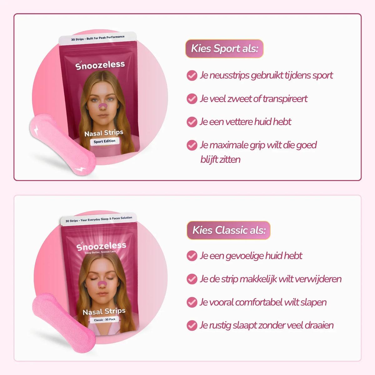 Sport Neusstrips - Instapmodel | Roze