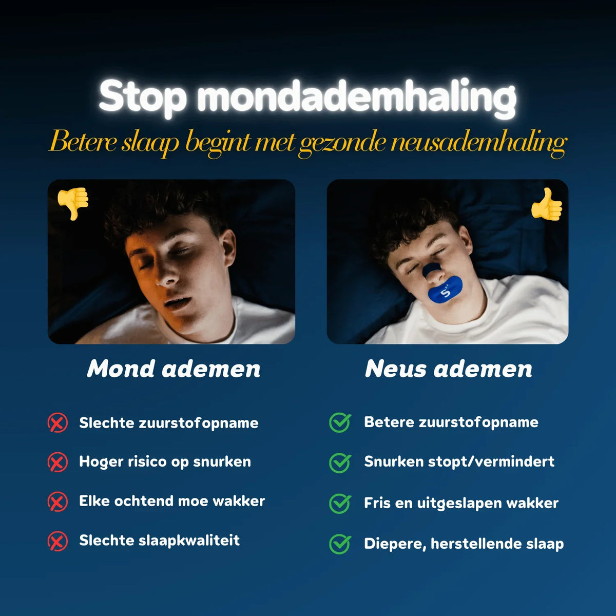 Deep Sleep Duo - Mondtape & Neusstrips - Blauw