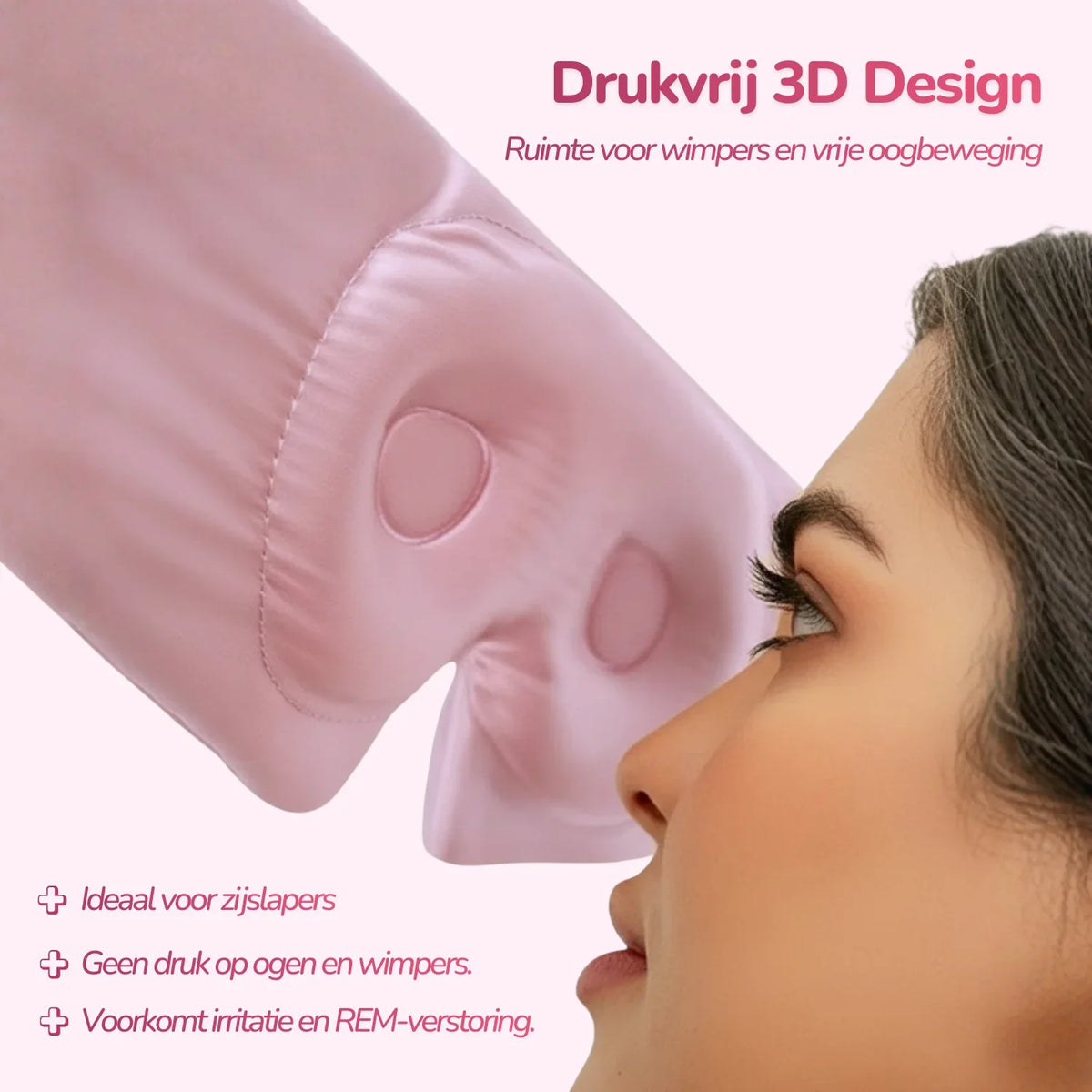 3D Zijden Slaapmasker - Soft Pink